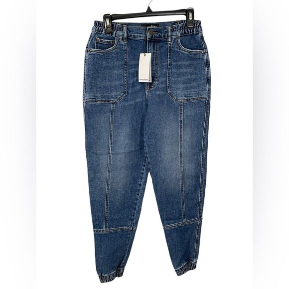 NWT Retrofête Carter Pant Jeans in Dark Bluejay Size 26 High Rise Barrel Jogger - Picture 6 of 13